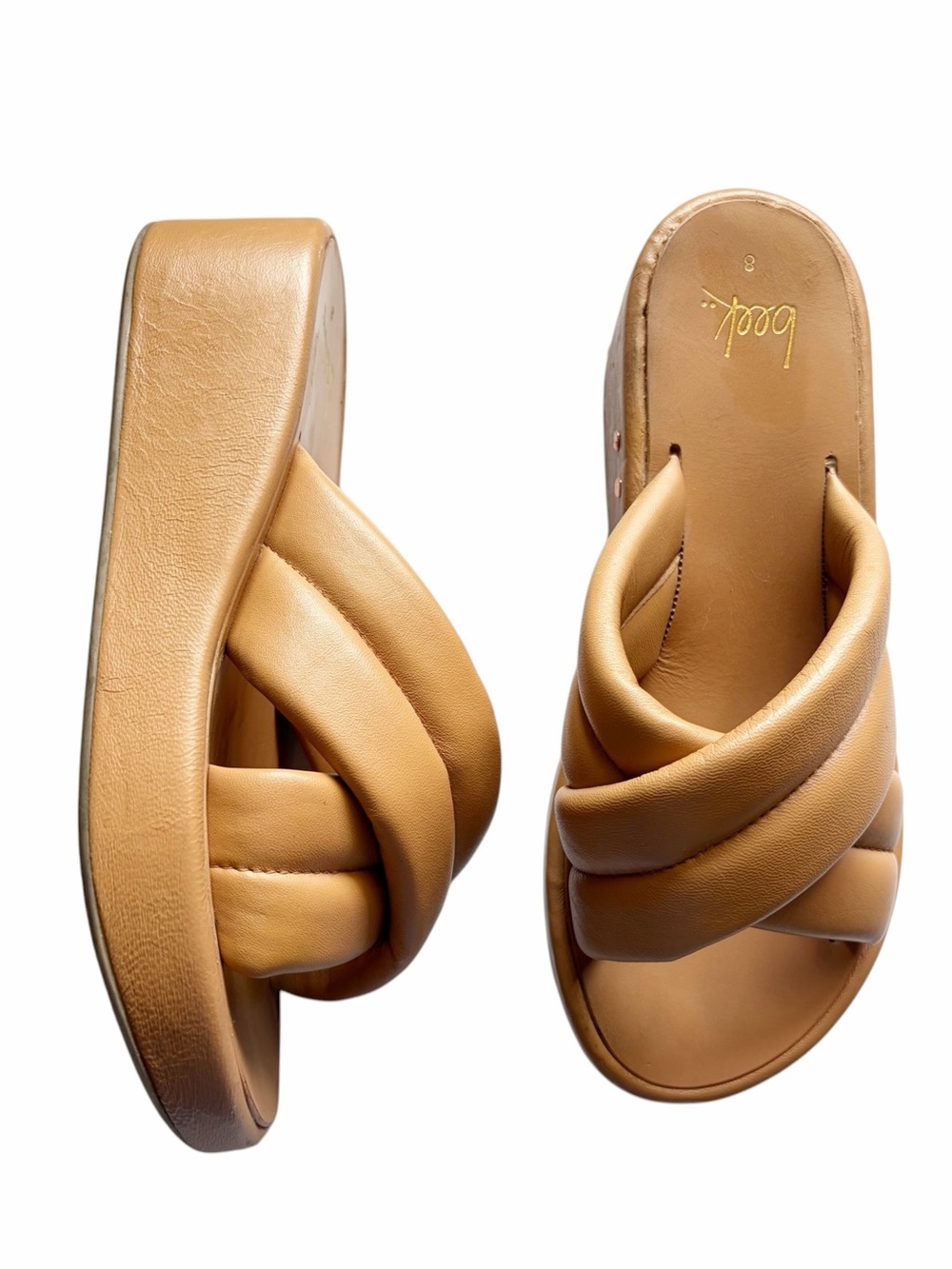 Beek Stork Puffy Leather Platform Slides size 8